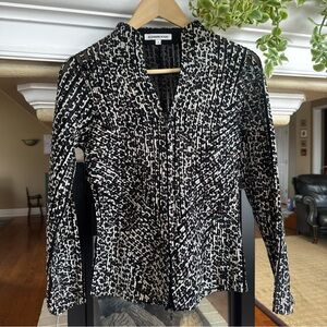 Alexandra Rosati Leopard Print Mesh Zip Up Applique Long Sleeve Top 4‎